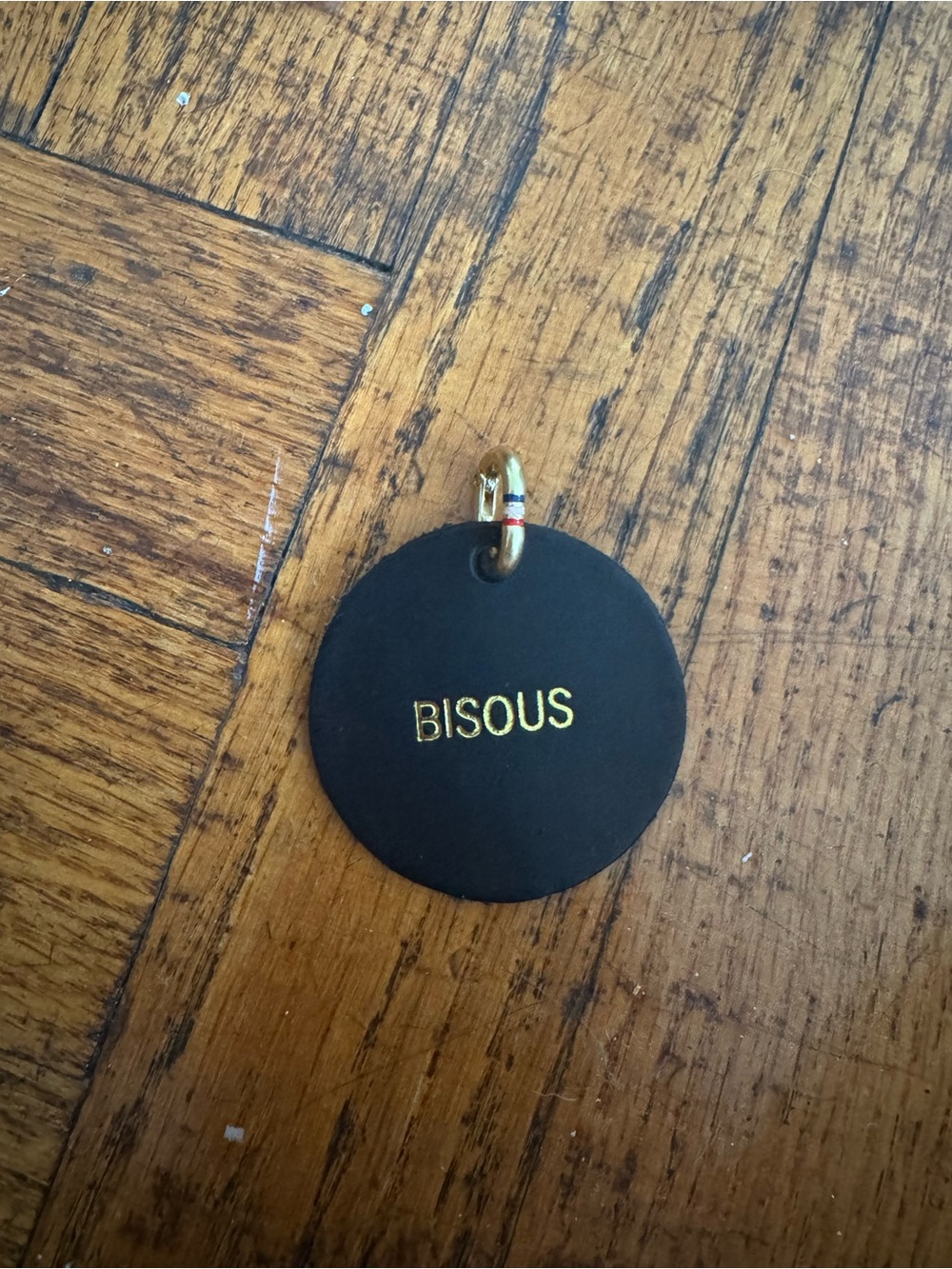 Clare V. Black 'BISOUS' Round Tag Pendant